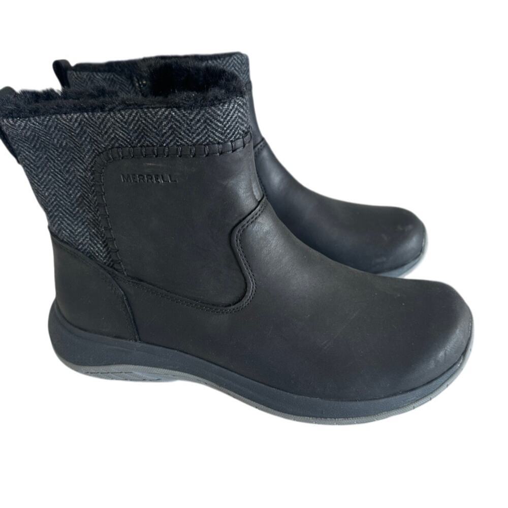 Merrell Women’s Black Encore Ice 5 Faux Fur Trim Winter Chelsea Bootie, Size 8.5
